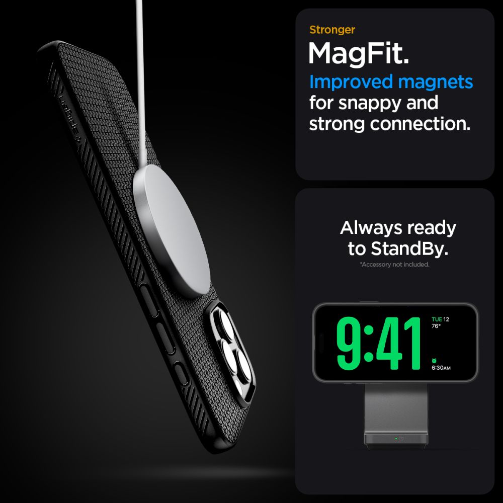 Spigen Liquid Air „T“ MagSafe dėklas iPhone 16 Pro – juodas