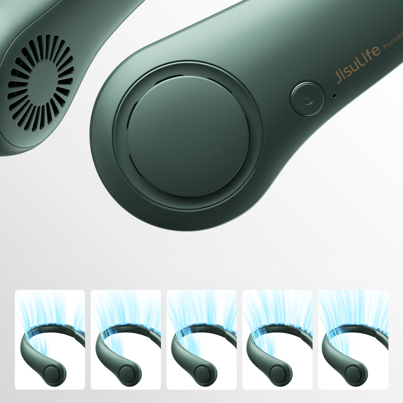 Jisulife Neck Fan Life3 nešiojamasis USB kaklo ventiliatorius - žalias -- Uncategorized