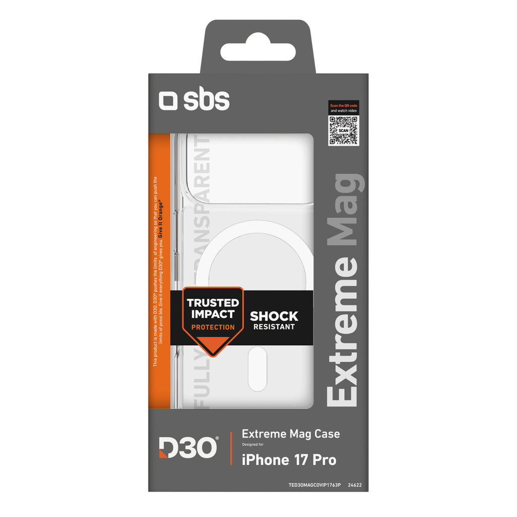 SBS Extreme Mag MagSafe dėklas iPhone 17 Pro – skaidrus