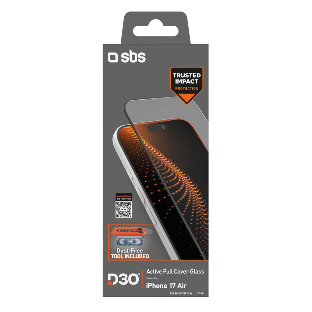 SBS D3O apsauginis stiklas iPhone 17 Air su aplikatoriumi