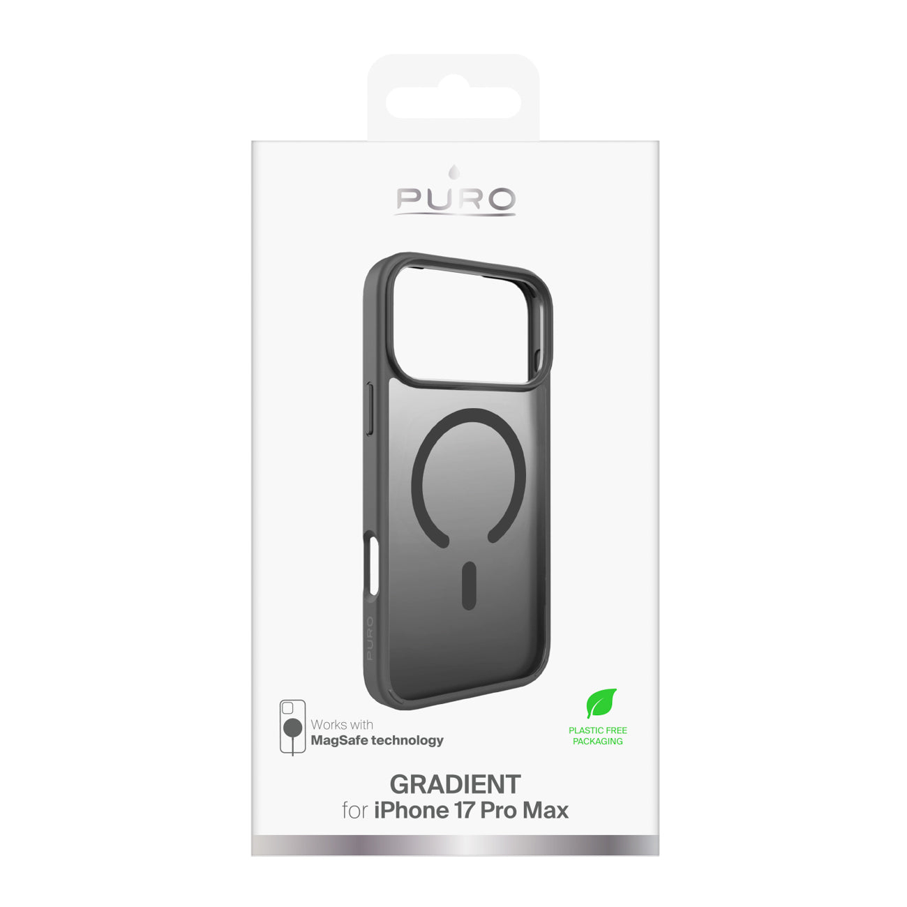 Puro Gradient MagSafe TPU dėklas iPhone 17 Pro Max – pilkas
