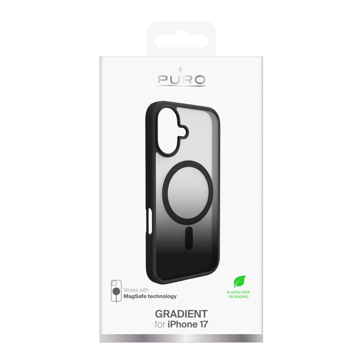 Puro Gradient TPU MagSafe Suderinamas dėklas, skirtas iPhone 17 - juodas