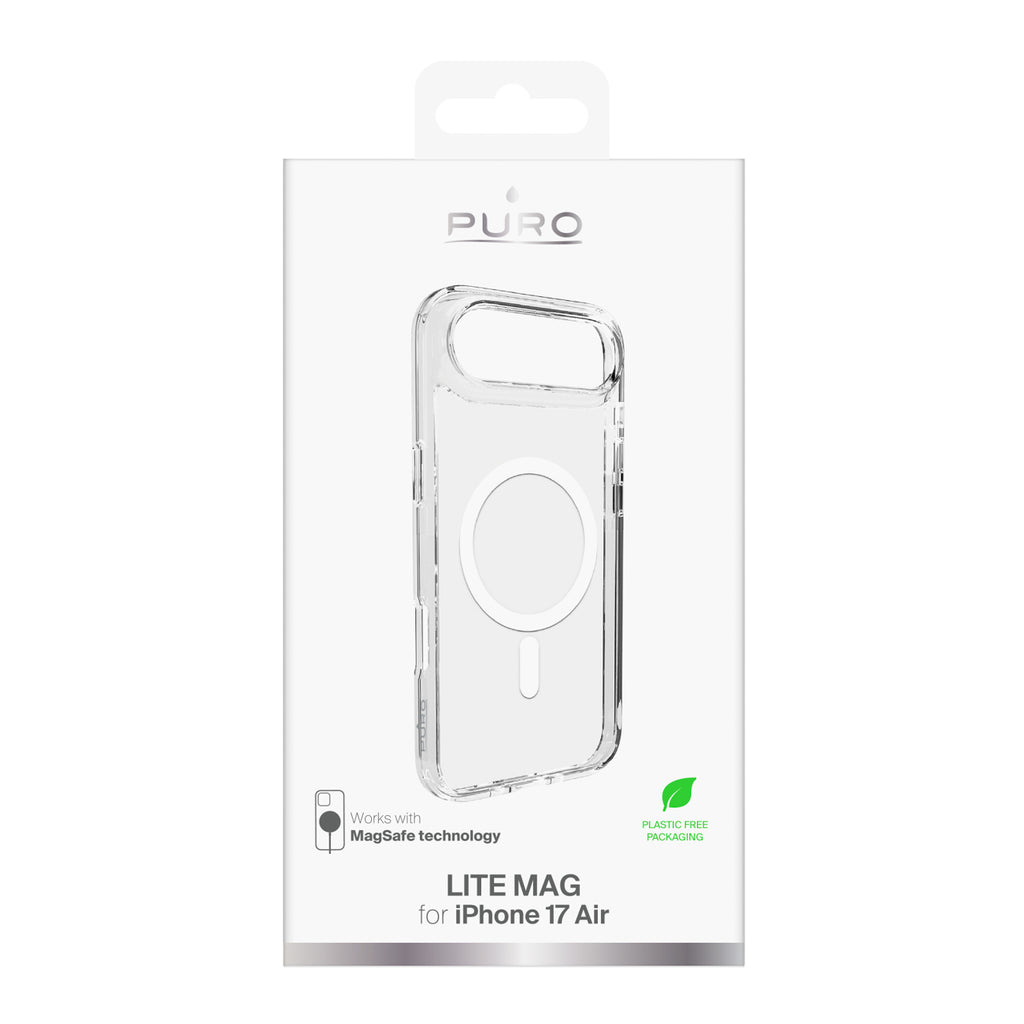 MagSafe dėklas iPhone 17 Air – skaidrus, baltas žiedas