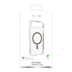 Puro Lite Mag MagSafe dėklas iPhone 17 Air – skaidrus, rudas žiedas