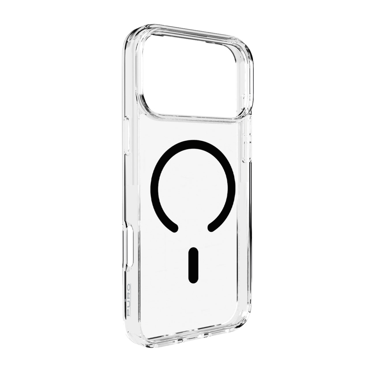 Puro Lite Mag TPU+PC dėklas, suderinamas su MagSafe, skirtas iPhone 17 Pro Max - Transparent with Black Ring