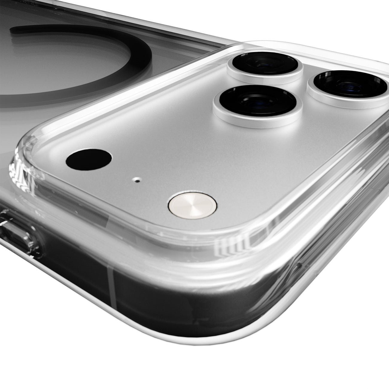 Puro Lite Mag TPU+PC dėklas, suderinamas su MagSafe, skirtas iPhone 17 Pro Max - Transparent with Black Ring
