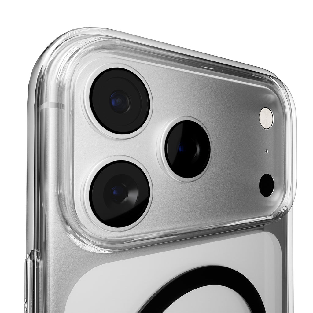 Puro Lite Mag TPU+PC dėklas, suderinamas su MagSafe, skirtas iPhone 17 Pro Max - Transparent with Black Ring