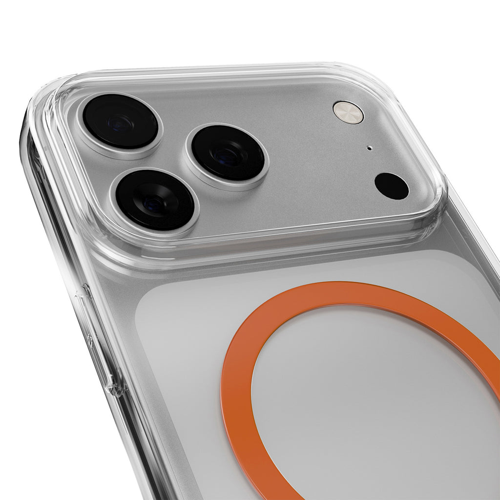 Puro Lite Mag TPU+PC Dėklas, suderinamas su MagSafe, skirtas iPhone 17 Pro Max - skaidrus su oranžiniu žiedu -- iPhone 17...