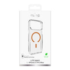 Puro Lite Mag TPU+PC Dėklas, suderinamas su MagSafe, skirtas iPhone 17 Pro Max - skaidrus su oranžiniu žiedu -- iPhone 17...