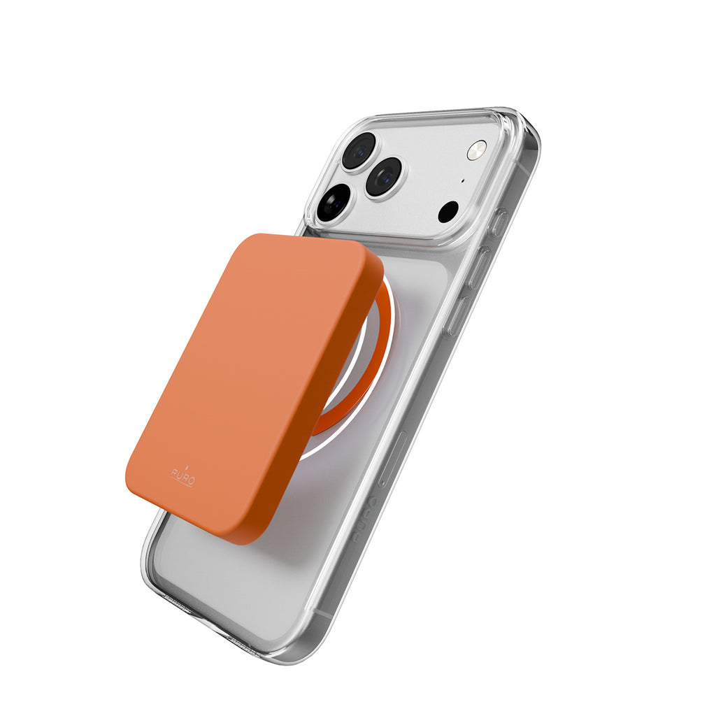 Puro Lite Mag TPU+PC Dėklas, suderinamas su MagSafe, skirtas iPhone 17 Pro Max - skaidrus su oranžiniu žiedu -- iPhone 17...