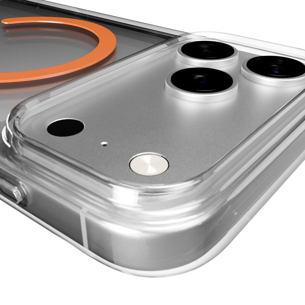 Puro Lite Mag TPU+PC Dėklas, suderinamas su MagSafe, skirtas iPhone 17 Pro Max - skaidrus su oranžiniu žiedu -- iPhone 17...
