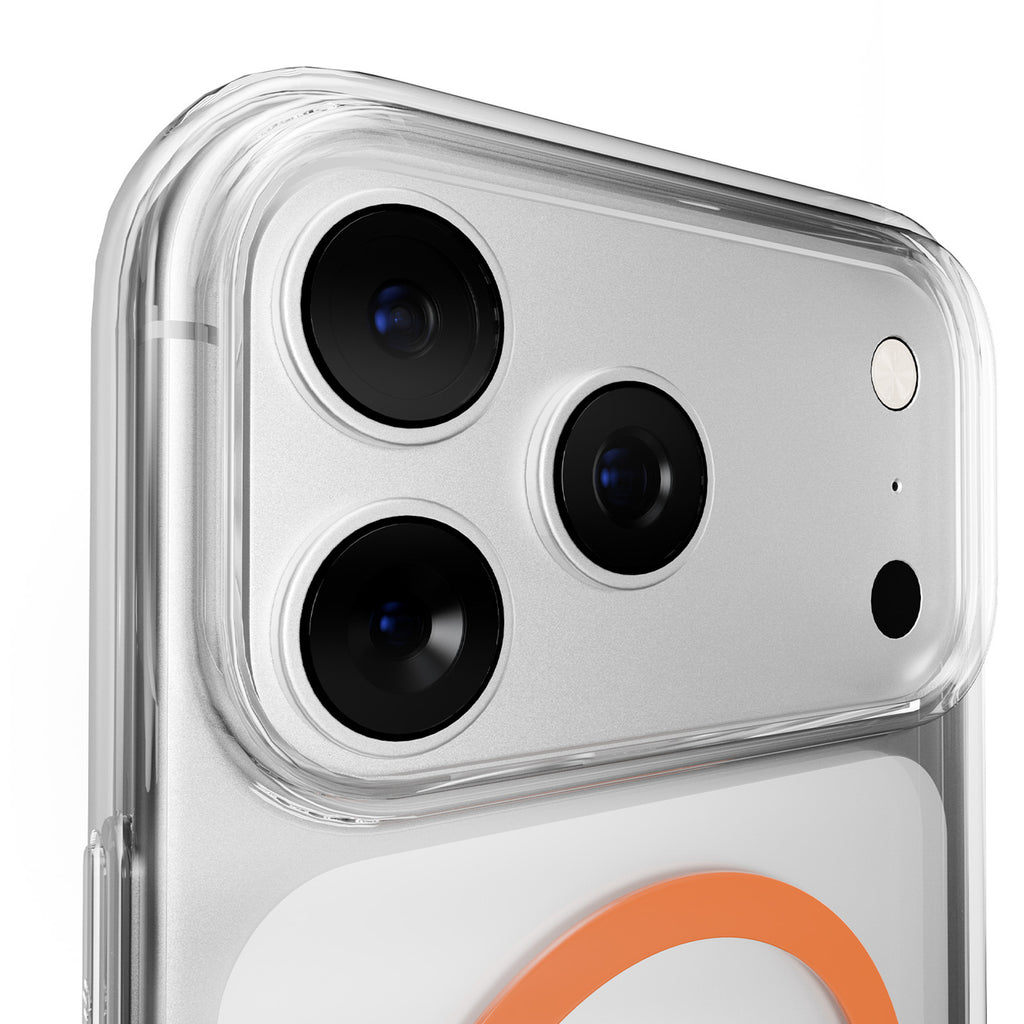 Puro Lite Mag TPU+PC Dėklas, suderinamas su MagSafe, skirtas iPhone 17 Pro Max - skaidrus su oranžiniu žiedu -- iPhone 17...