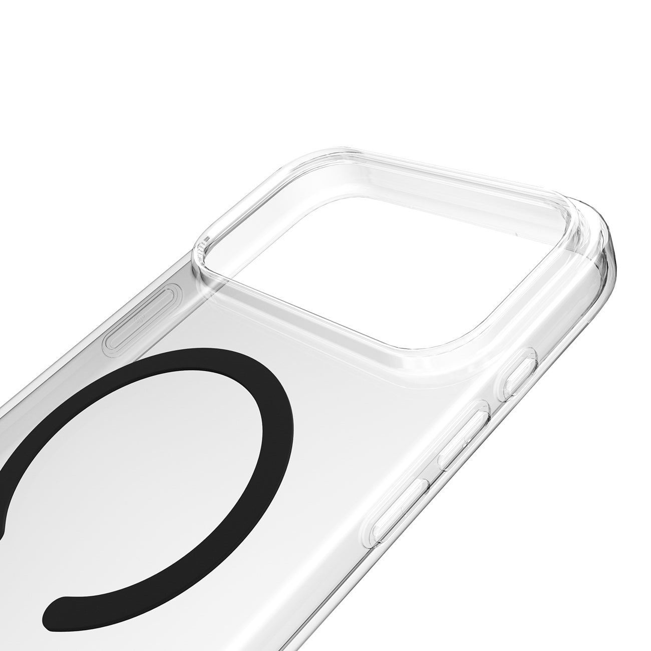 Puro Lite Mag TPU+PC dėklas, suderinamas su MagSafe, skirtas iPhone 17 Pro - Transparent with Black Ring
