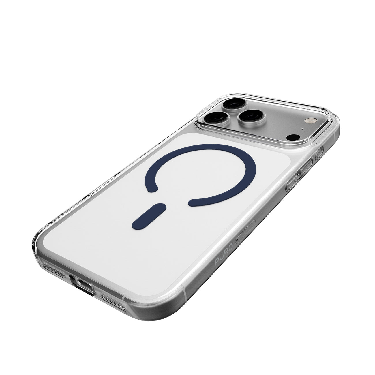 Puro Lite Mag TPU+PC Dėklas su MagSafe palaikymu iPhone 17 Pro - Skaidrus su mėlynu žiedu -- iPhone 17 Pro