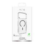 Puro Lite Mag TPU+PC dėklas, suderinamas su MagSafe, skirtas iPhone 17 Pro - Transparent with Gray Ring