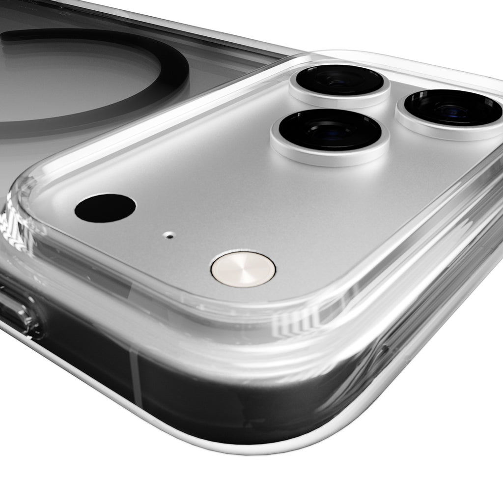 Puro Lite Mag TPU+PC dėklas, suderinamas su MagSafe, skirtas iPhone 17 Pro - Transparent with Gray Ring