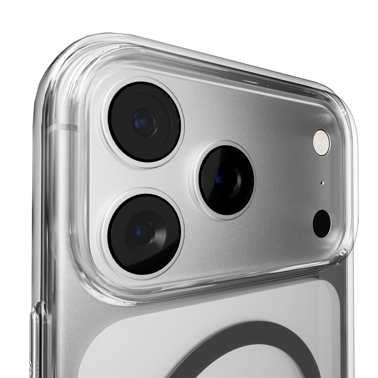 Puro Lite Mag TPU+PC dėklas, suderinamas su MagSafe, skirtas iPhone 17 Pro - Transparent with Gray Ring