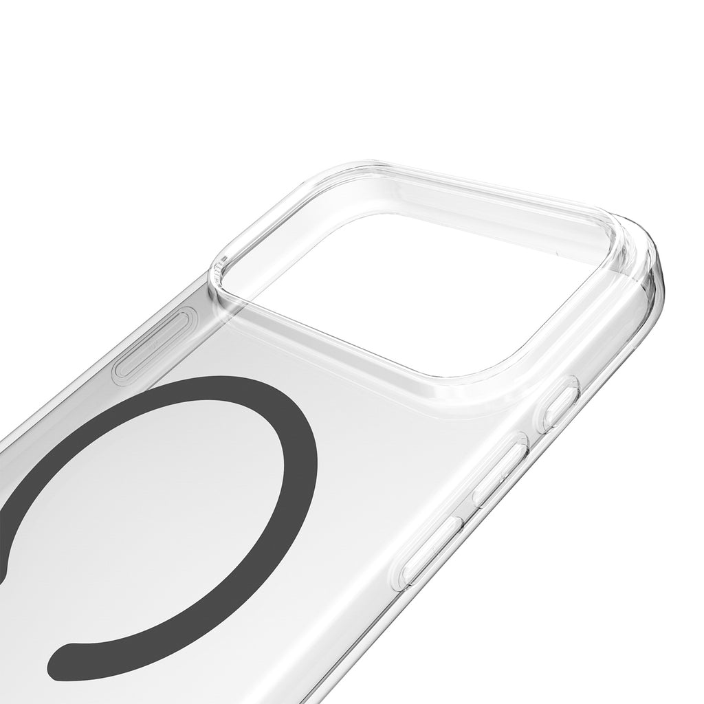 Puro Lite Mag TPU+PC dėklas, suderinamas su MagSafe, skirtas iPhone 17 Pro - Transparent with Gray Ring