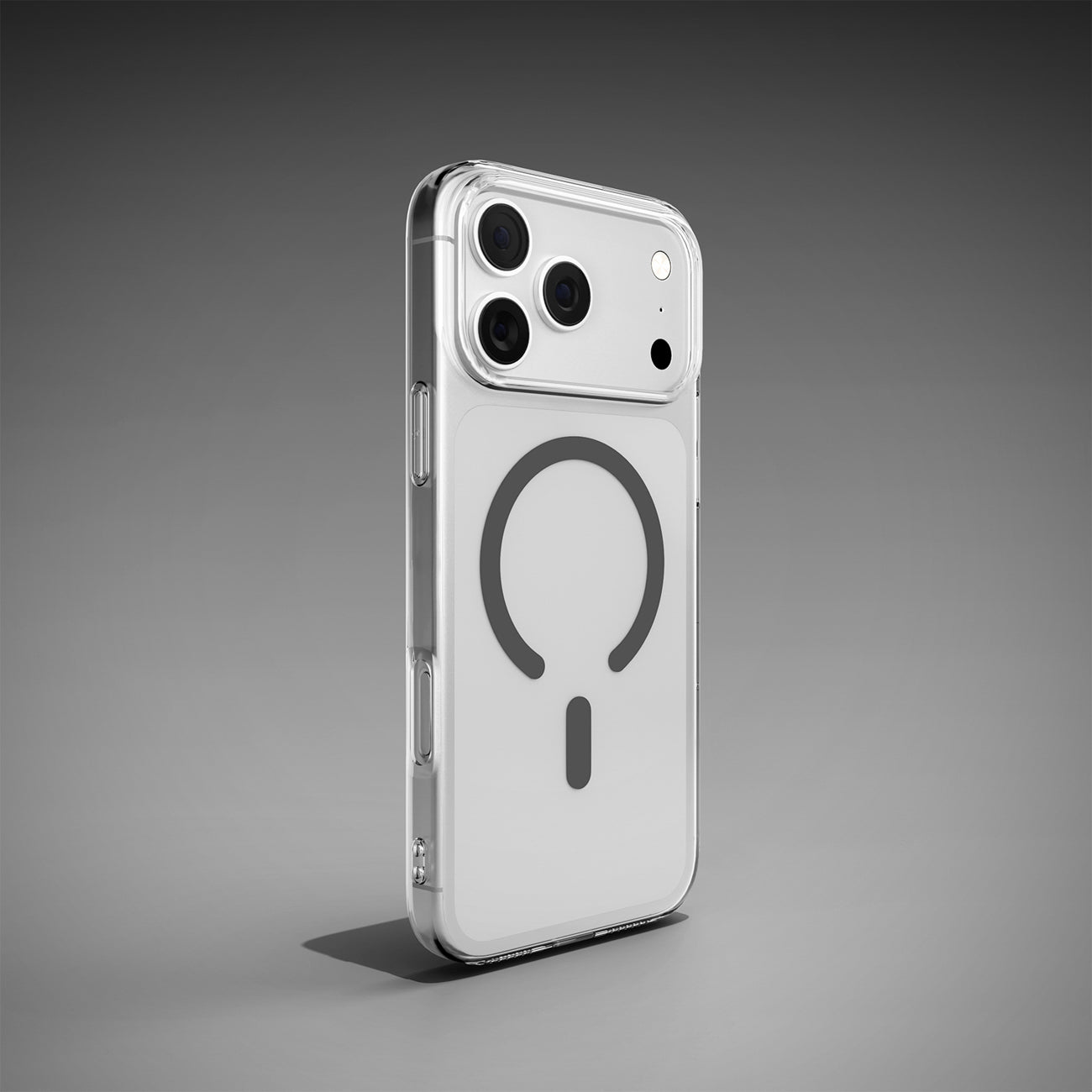 Puro Lite Mag TPU+PC dėklas, suderinamas su MagSafe, skirtas iPhone 17 Pro - Transparent with Gray Ring