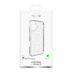 Puro Lite Mag TPU+PC Dėklas, suderinamas su MagSafe, skirtas iPhone 17 - Skaidrus su baltu žiedu