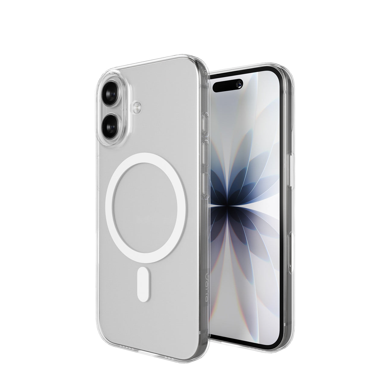 Puro Lite Mag TPU+PC Dėklas, suderinamas su MagSafe, skirtas iPhone 17 - Skaidrus su baltu žiedu