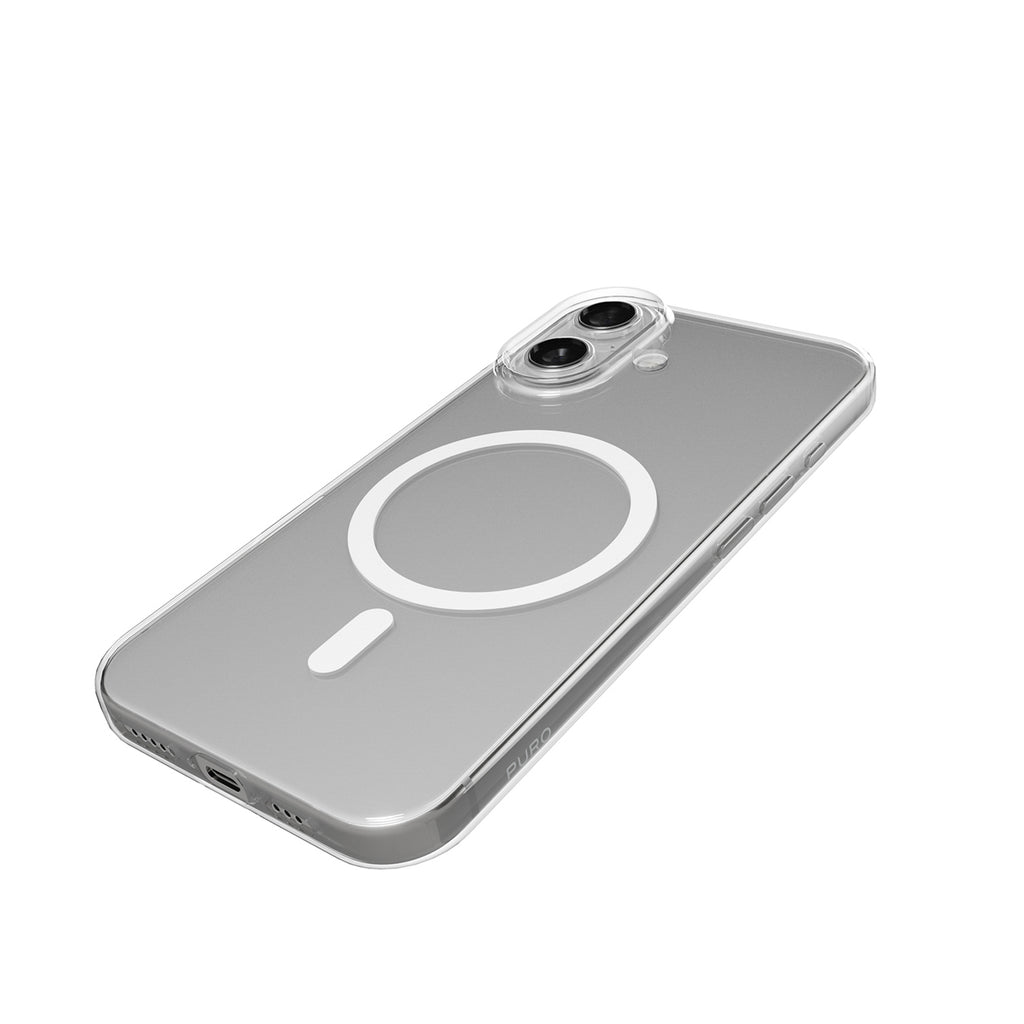Puro Lite Mag TPU+PC Dėklas, suderinamas su MagSafe, skirtas iPhone 17 - Skaidrus su baltu žiedu