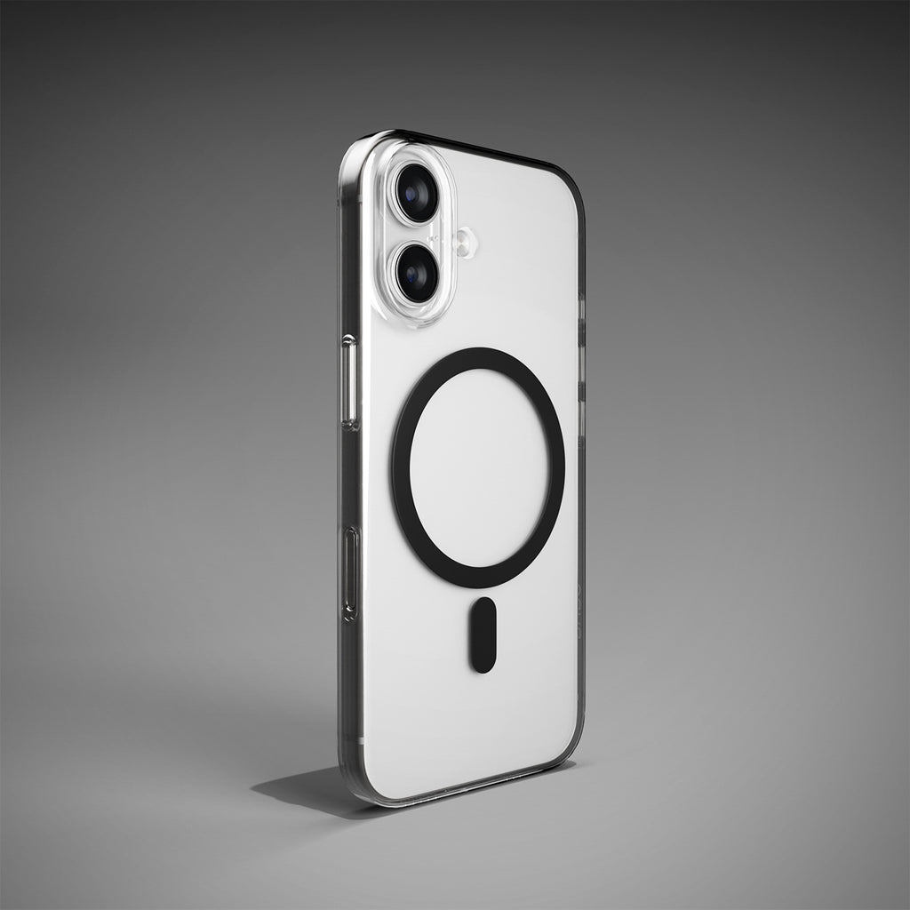 Puro Lite Mag TPU+PC Dėklas, suderinamas su MagSafe, skirtas iPhone 17 - Skaidrus su juodu žiedu