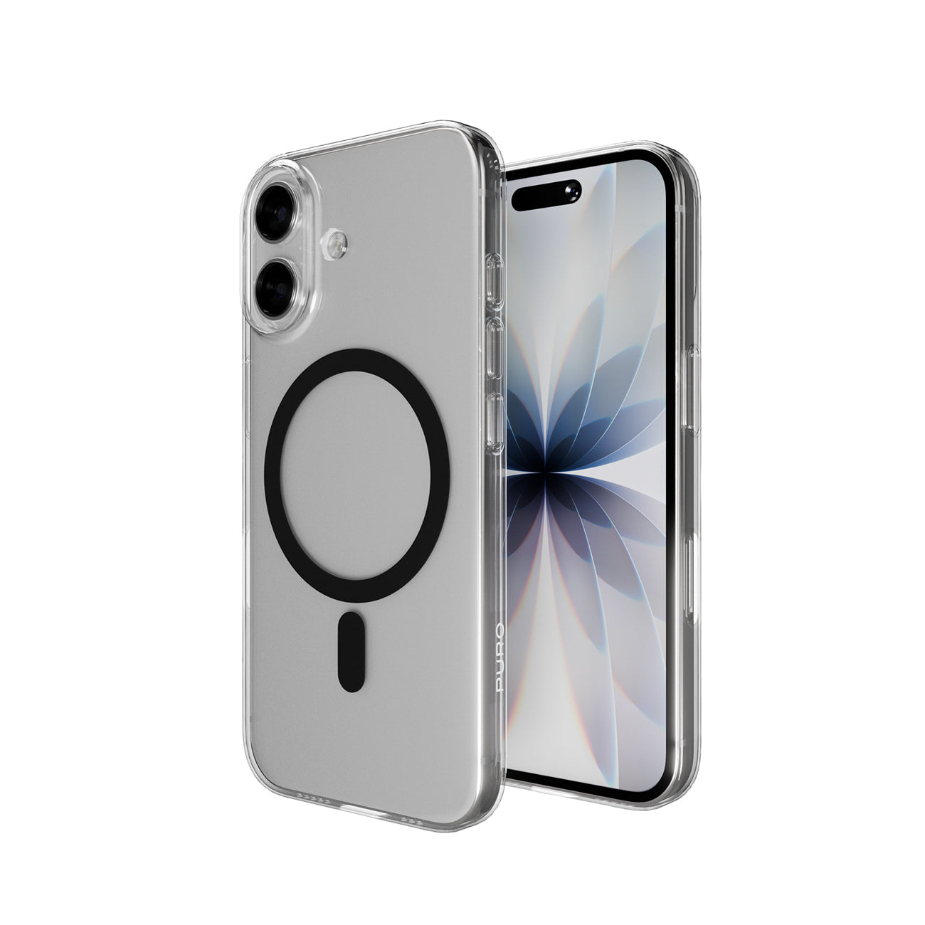 Puro Lite Mag TPU+PC Dėklas, suderinamas su MagSafe, skirtas iPhone 17 - Skaidrus su juodu žiedu