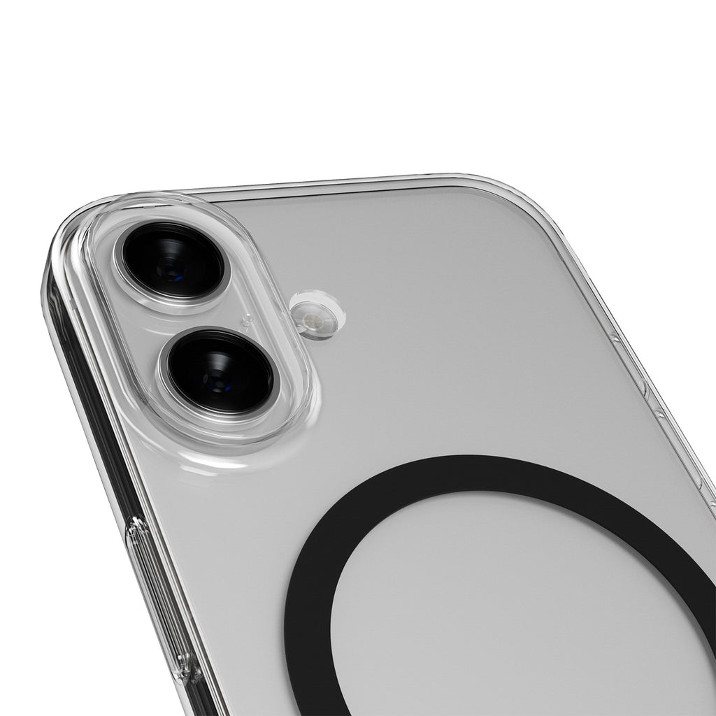 Puro Lite Mag TPU+PC Dėklas, suderinamas su MagSafe, skirtas iPhone 17 - Skaidrus su juodu žiedu