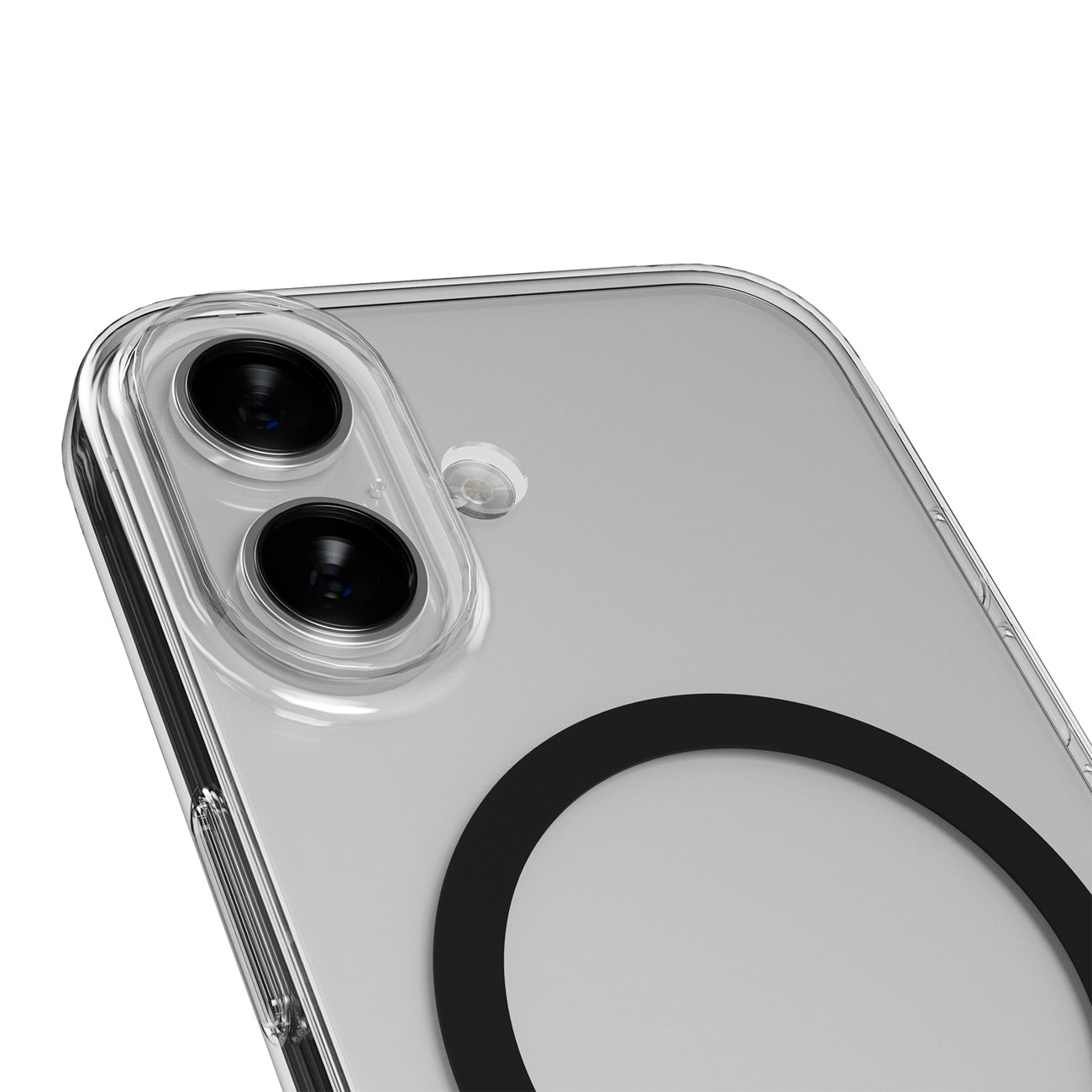 Puro Lite Mag TPU+PC Dėklas, suderinamas su MagSafe, skirtas iPhone 17 - Skaidrus su juodu žiedu