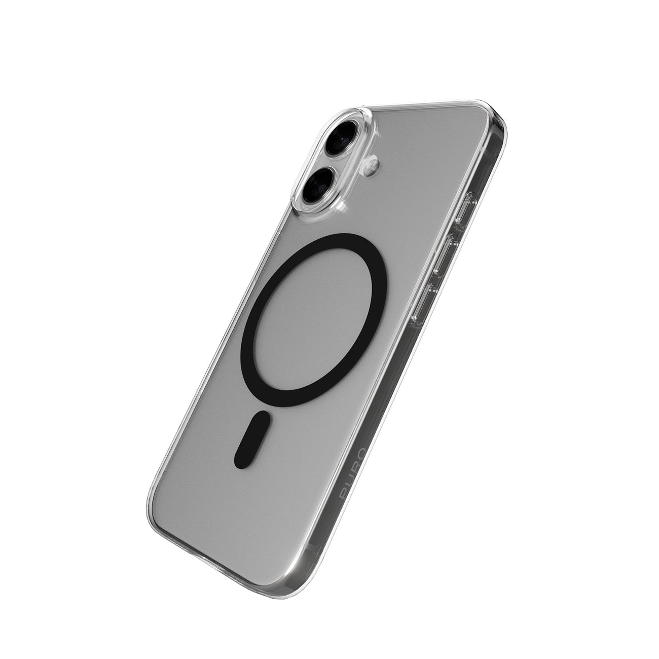 Puro Lite Mag TPU+PC Dėklas, suderinamas su MagSafe, skirtas iPhone 17 - Skaidrus su juodu žiedu