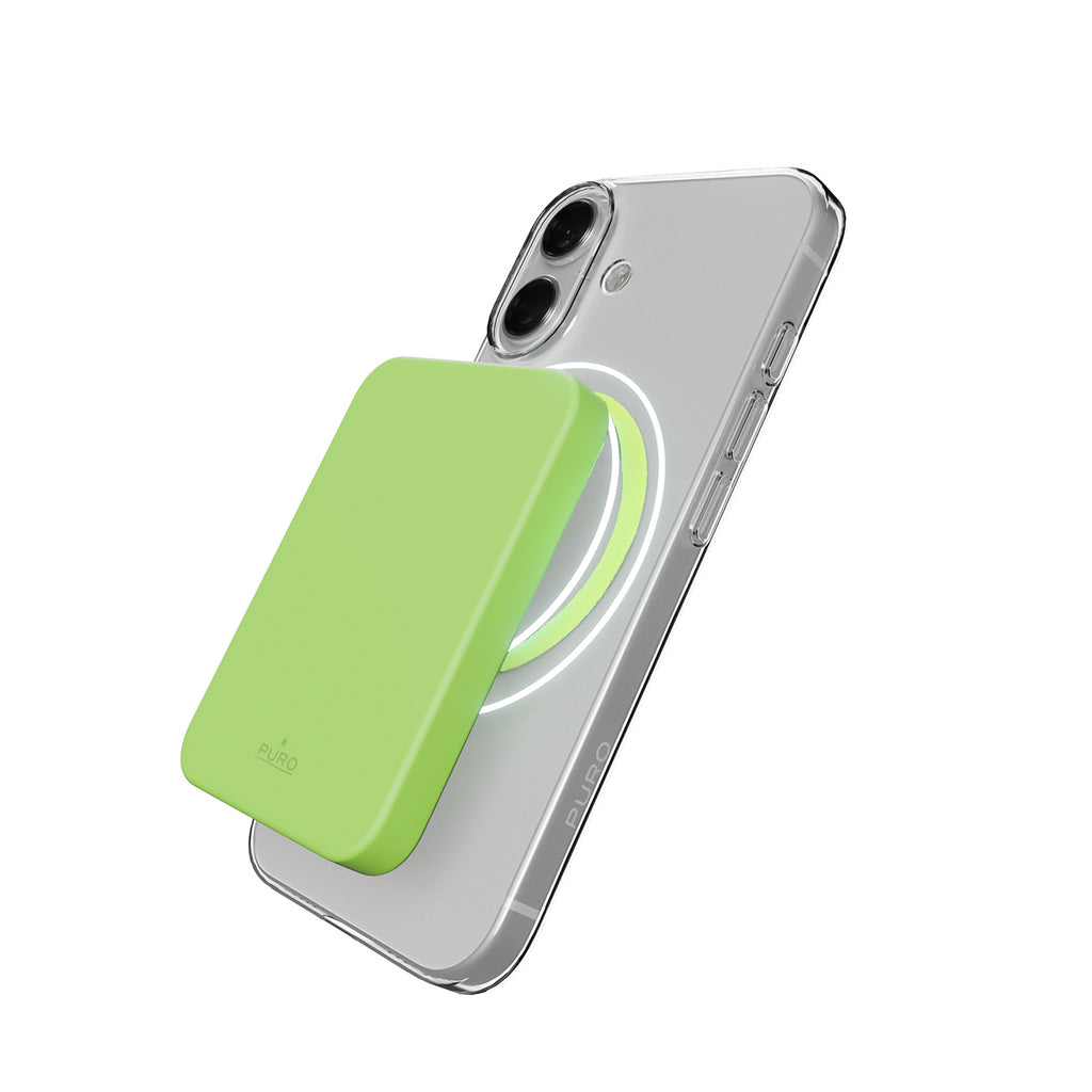 Puro Lite Mag TPU+PC dėklas, suderinamas su MagSafe, skirtas iPhone 17 - Transparent with Green Ring