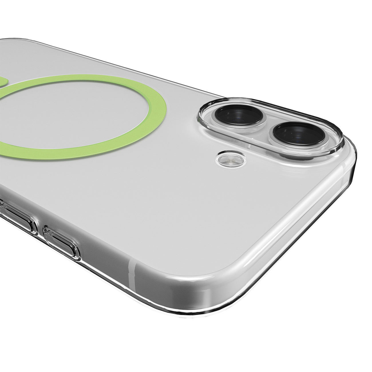 Puro Lite Mag TPU+PC dėklas, suderinamas su MagSafe, skirtas iPhone 17 - Transparent with Green Ring