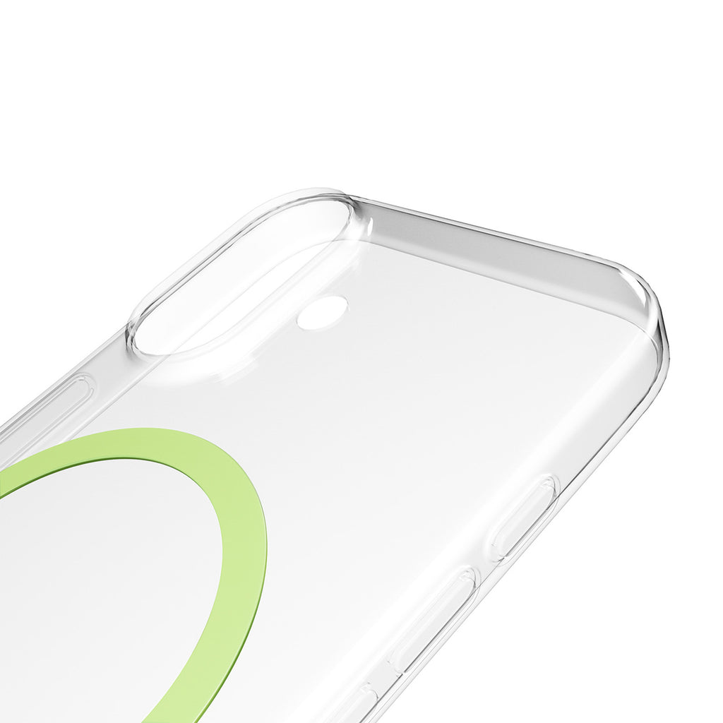 Puro Lite Mag TPU+PC dėklas, suderinamas su MagSafe, skirtas iPhone 17 - Transparent with Green Ring