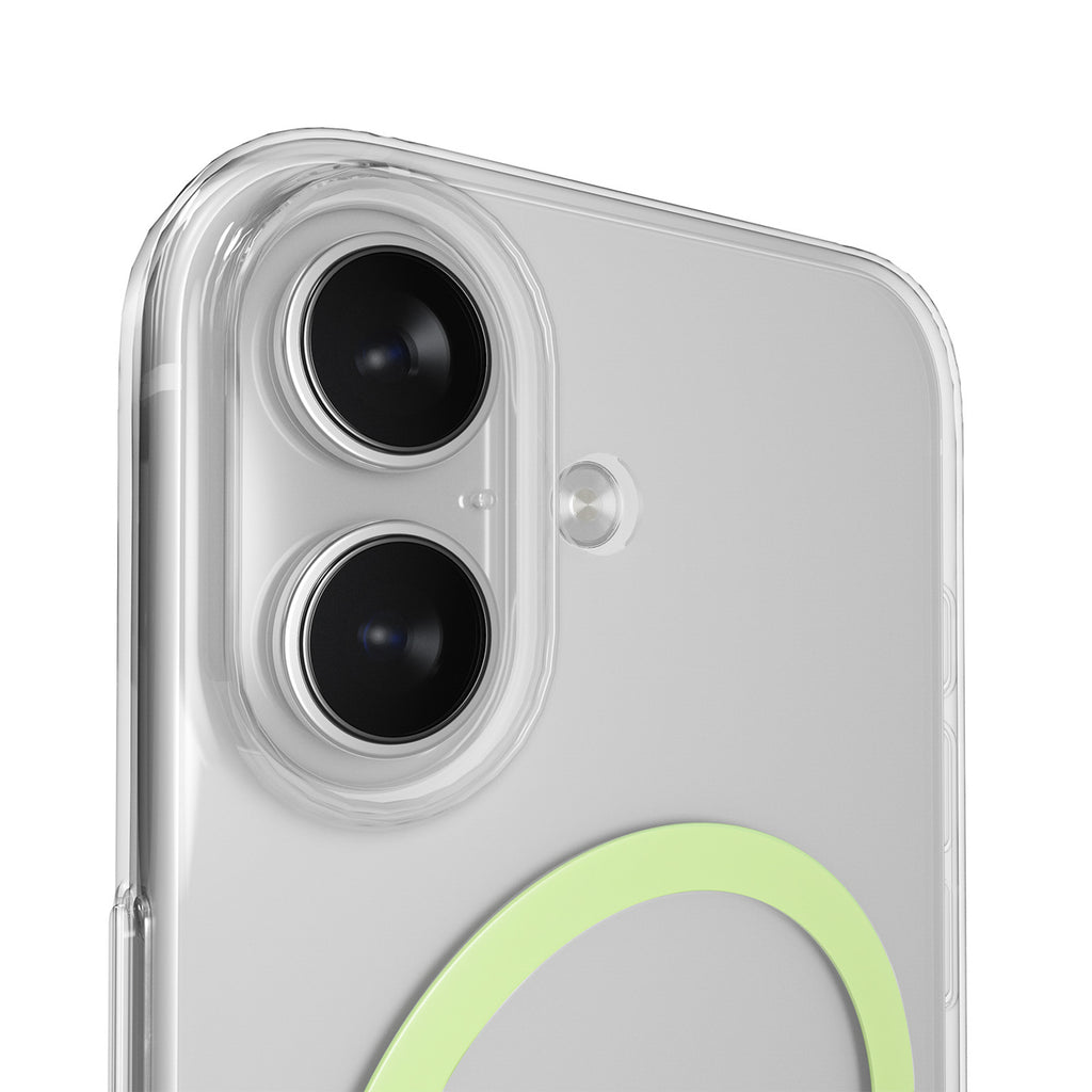 Puro Lite Mag TPU+PC dėklas, suderinamas su MagSafe, skirtas iPhone 17 - Transparent with Green Ring