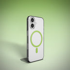 Puro Lite Mag TPU+PC dėklas, suderinamas su MagSafe, skirtas iPhone 17 - Transparent with Green Ring