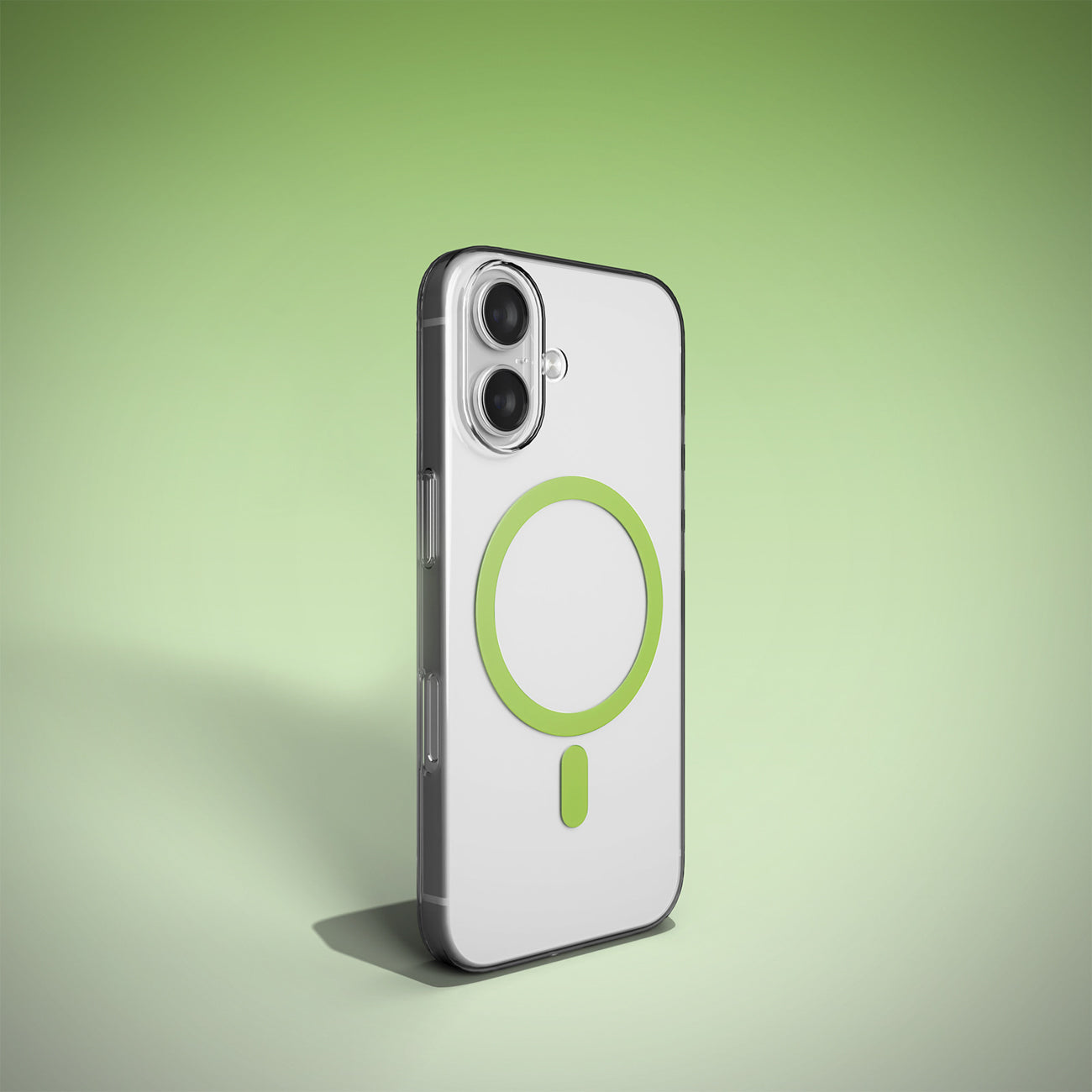 Puro Lite Mag TPU+PC dėklas, suderinamas su MagSafe, skirtas iPhone 17 - Transparent with Green Ring