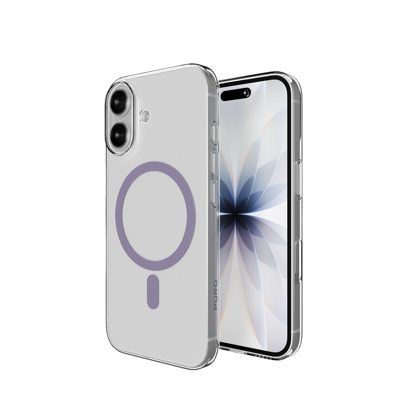 Puro Lite Mag TPU+PC Dėklas, suderinamas su MagSafe, skirtas iPhone 17 - Skaidrus su rožiniu žiedu