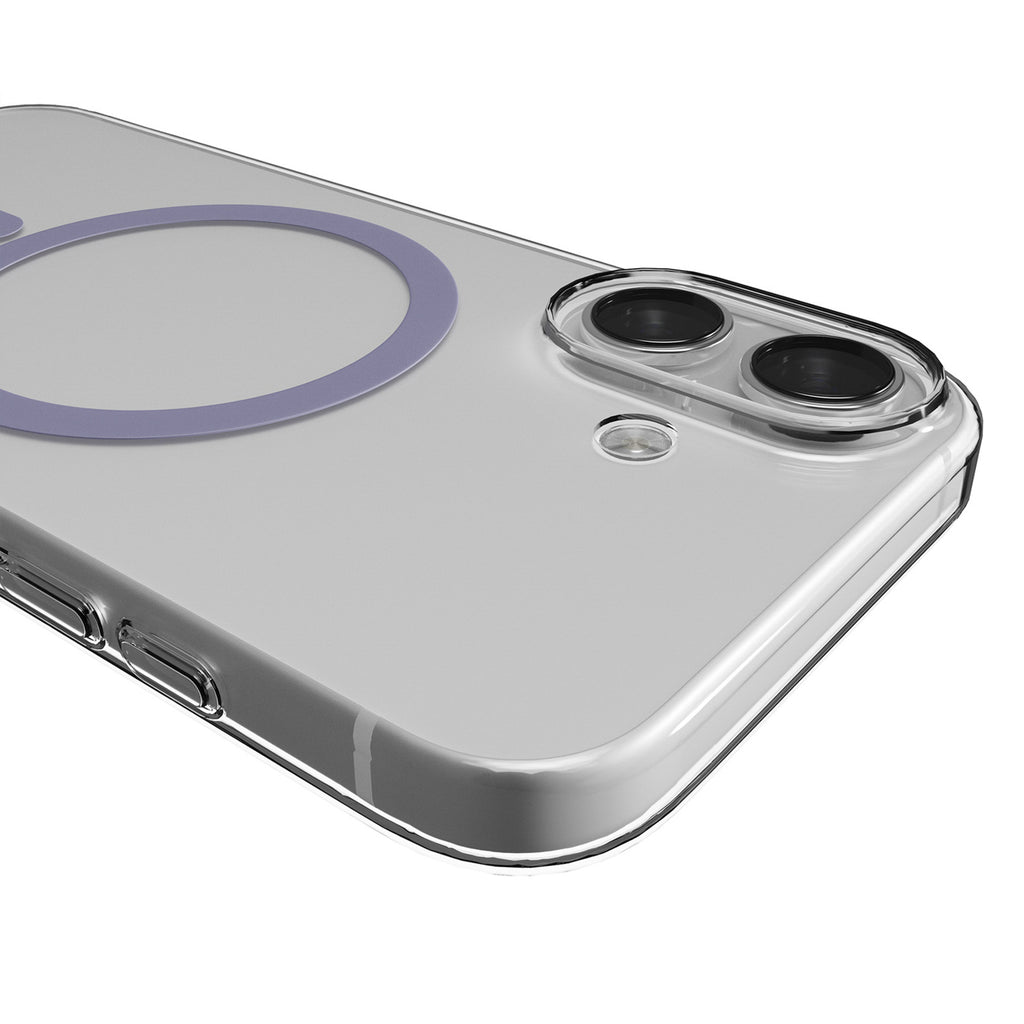 Puro Lite Mag TPU+PC Dėklas, suderinamas su MagSafe, skirtas iPhone 17 - Skaidrus su rožiniu žiedu