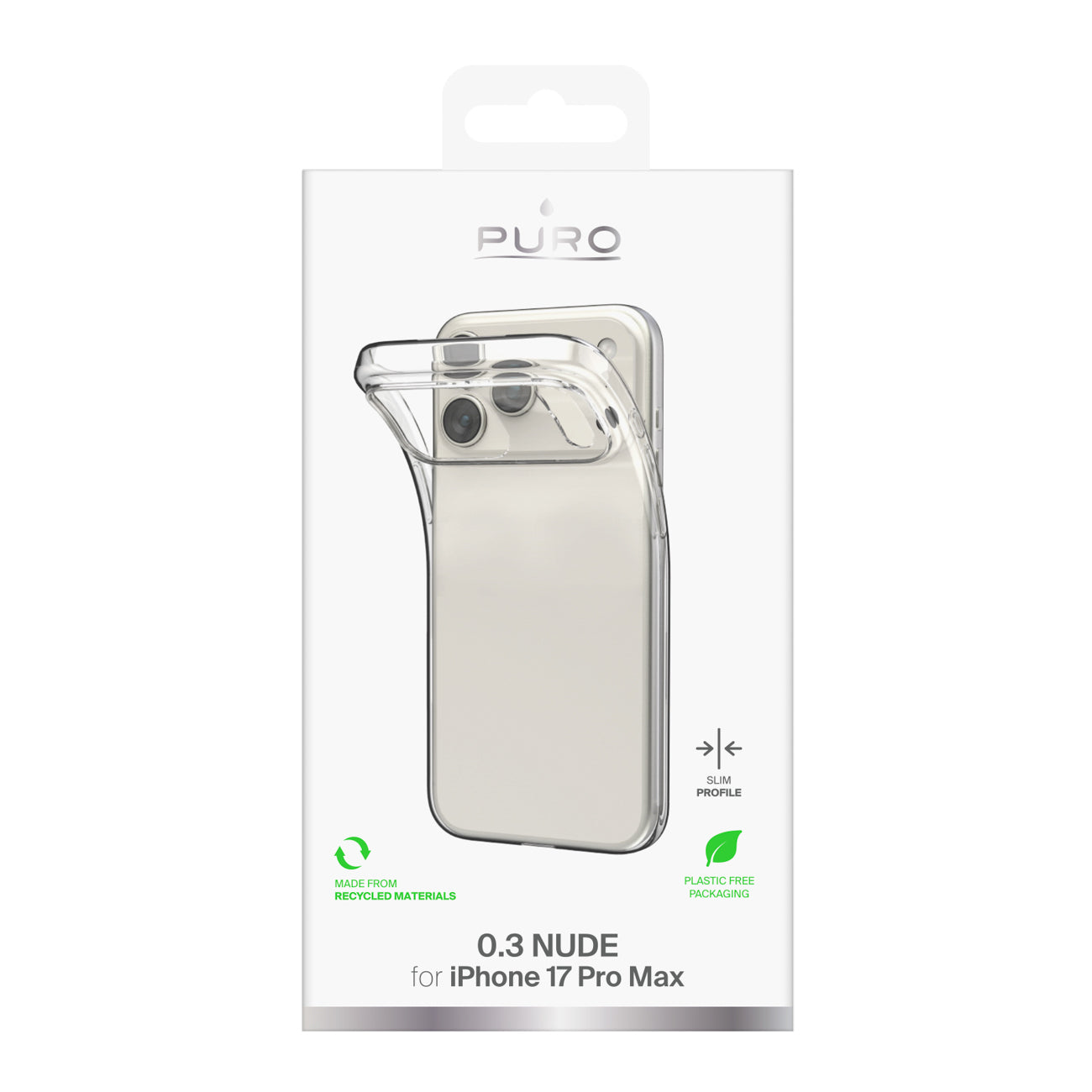 Puro itin plonas TPU dėklas iPhone 17 Pro Max – skaidrus