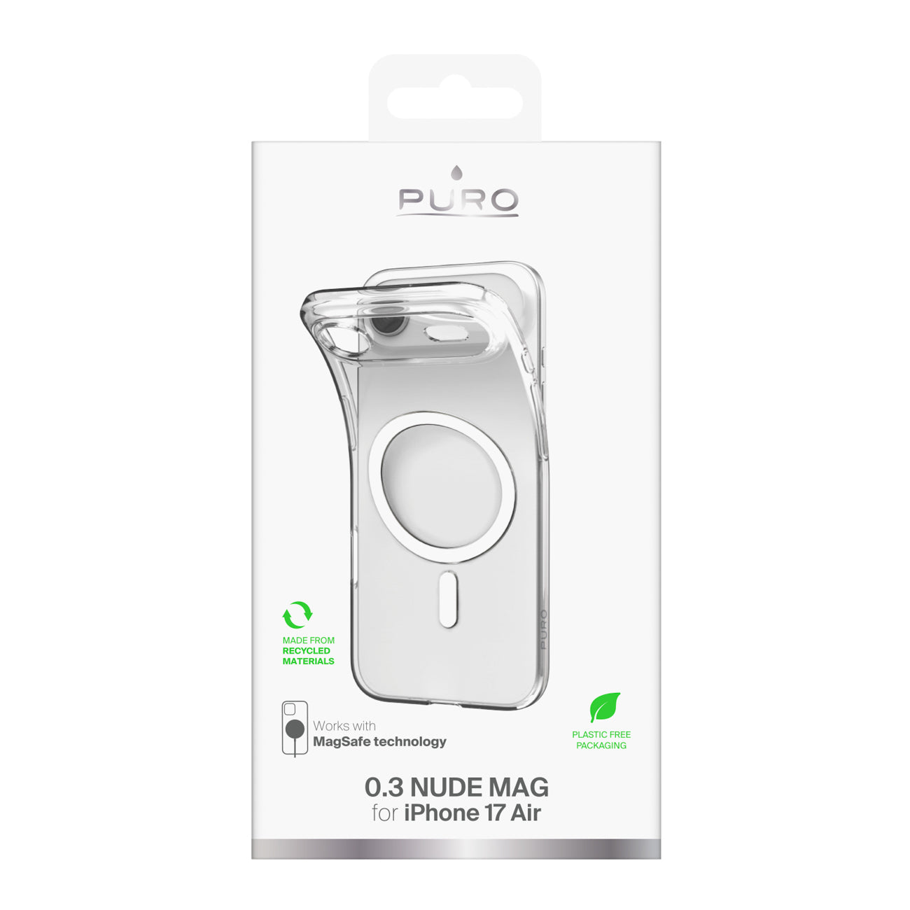 Puro 0.3 MAG plonas MagSafe dėklas iPhone 17 Air – skaidrus