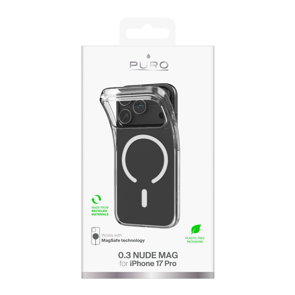 Puro itin plonas MagSafe TPU dėklas iPhone 17 Pro Max – skaidrus