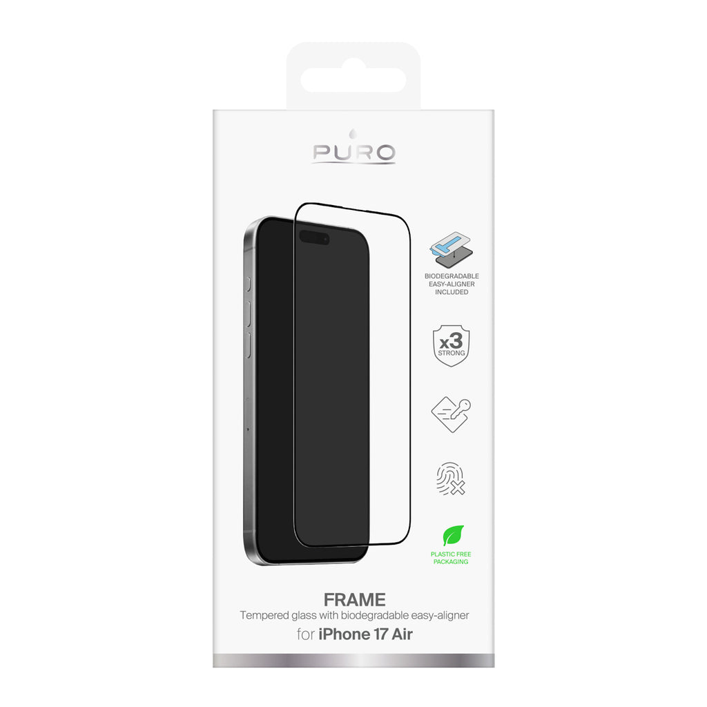 Puro grūdintas stiklas iPhone 17 Pro su rėmeliu