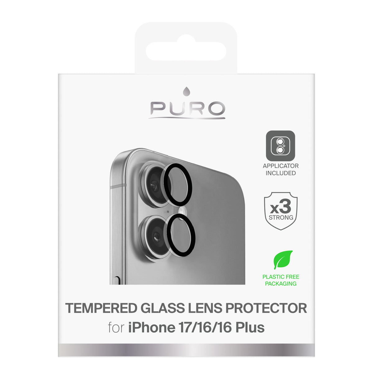 Puro Individual kameros lęšių stiklas iPhone 17/16/16 Plus