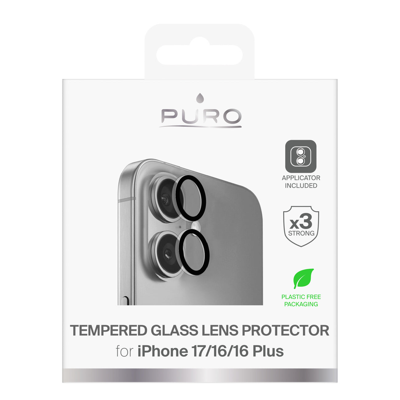 Puro Individual kameros lęšių stiklas iPhone 17/16/16 Plus