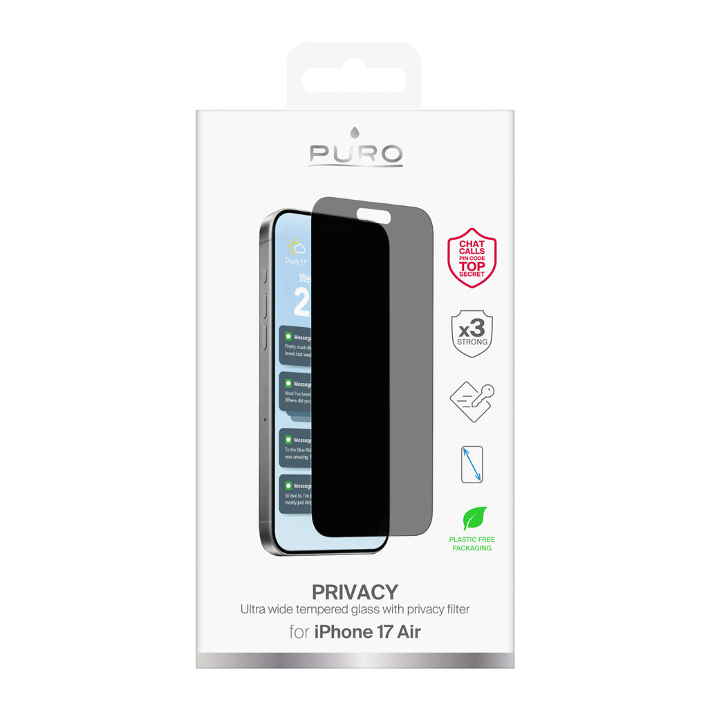 Puro privatumo grūdintas stiklas iPhone 17 Air