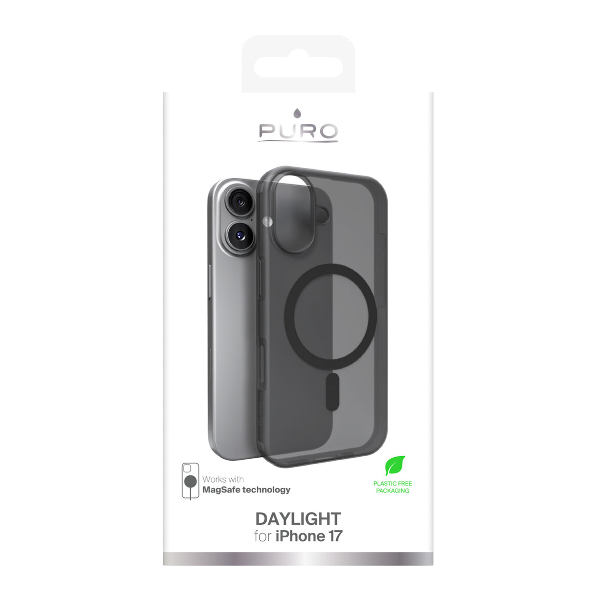 Puro Daylight MagSafe suderinama silikono dėklas iPhone 17 - Skaidri juoda -- iPhone 17