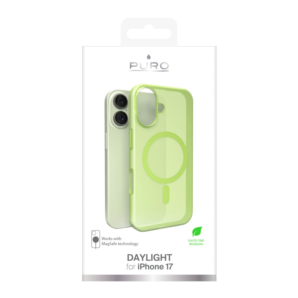 Puro Daylight MagSafe dėklas iPhone 17 – skaidriai žalias