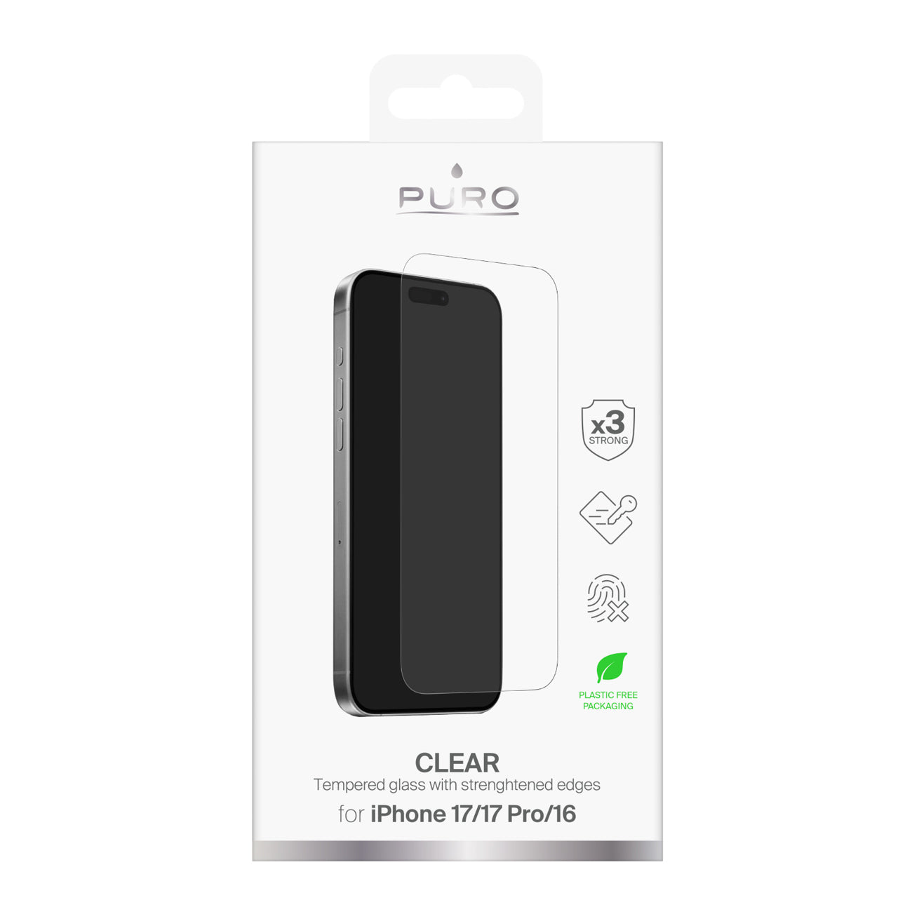 Puro Standard grūdintas stiklas iPhone 17, 17 Pro, 16