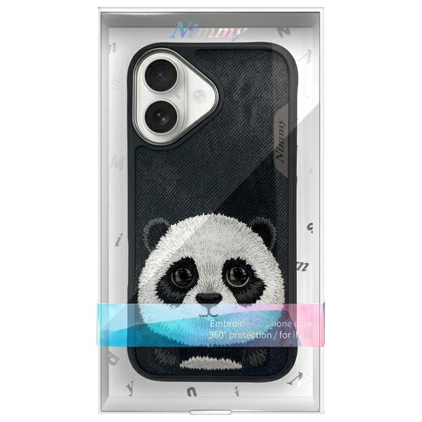 Nimmy Big Eyed Pet 2.0 Panda dėklas iPhone 16 – juodas